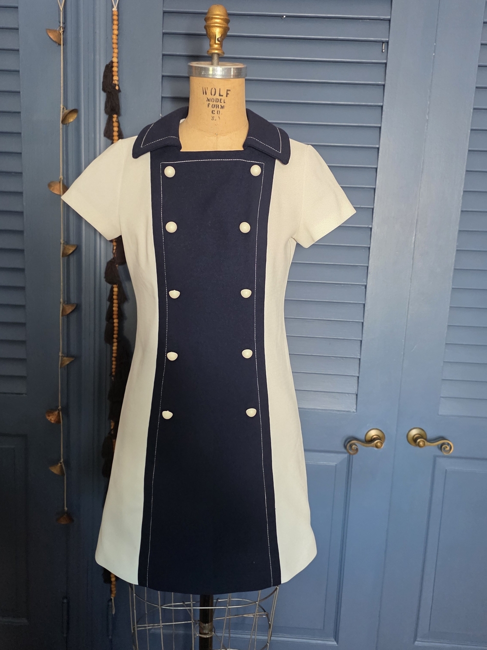 Vintage 60s Mod Nautical Colorblock A-Line Mini Dress ILGWU Union Made